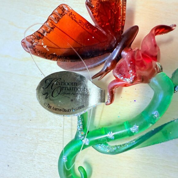 VTG Ashton Drake Glass Ornament Butterfly Blushing Kiss Whimsical Crystal Gift - Picture 7 of 11